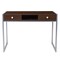 Emma and Oliver Dark Wood Grain Finish Desk with Two Drawers and Silver Metal Frame